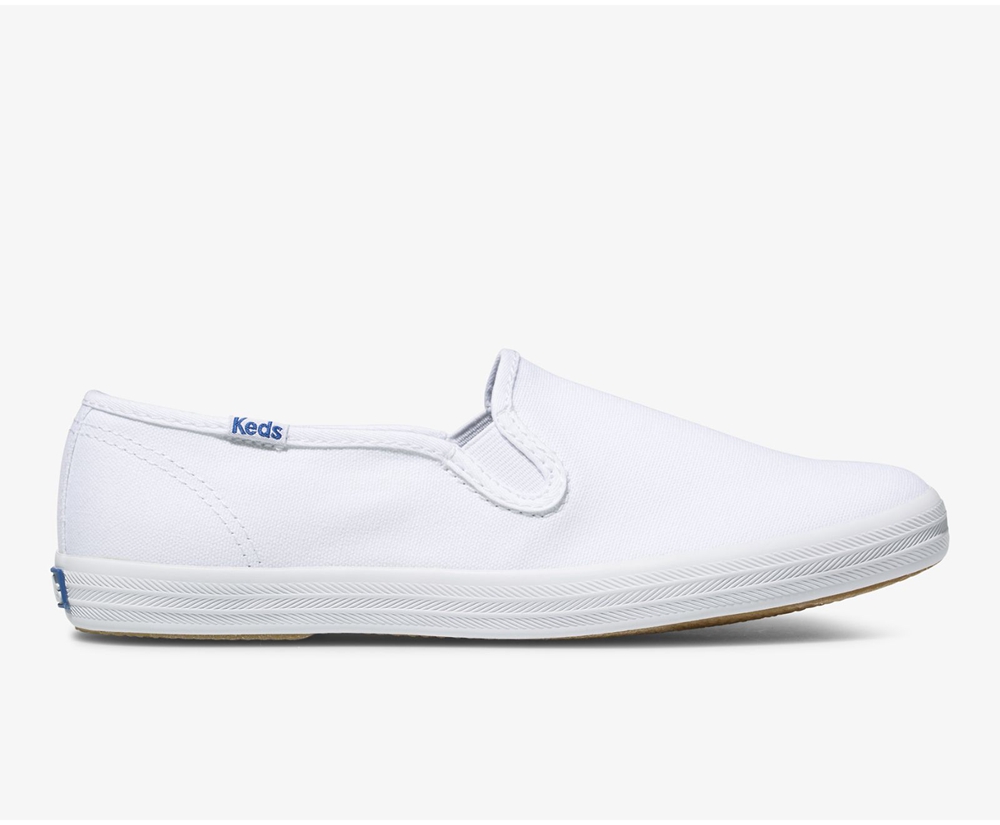 Womens Keds Slip Ons - Champion Slip On - White - 2381-TQJUW